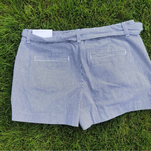 LOFT Outlet Blue and White Striped  4” Chino Shorts with Tie Belt Size 10 Cotton - Picture 4 of 4